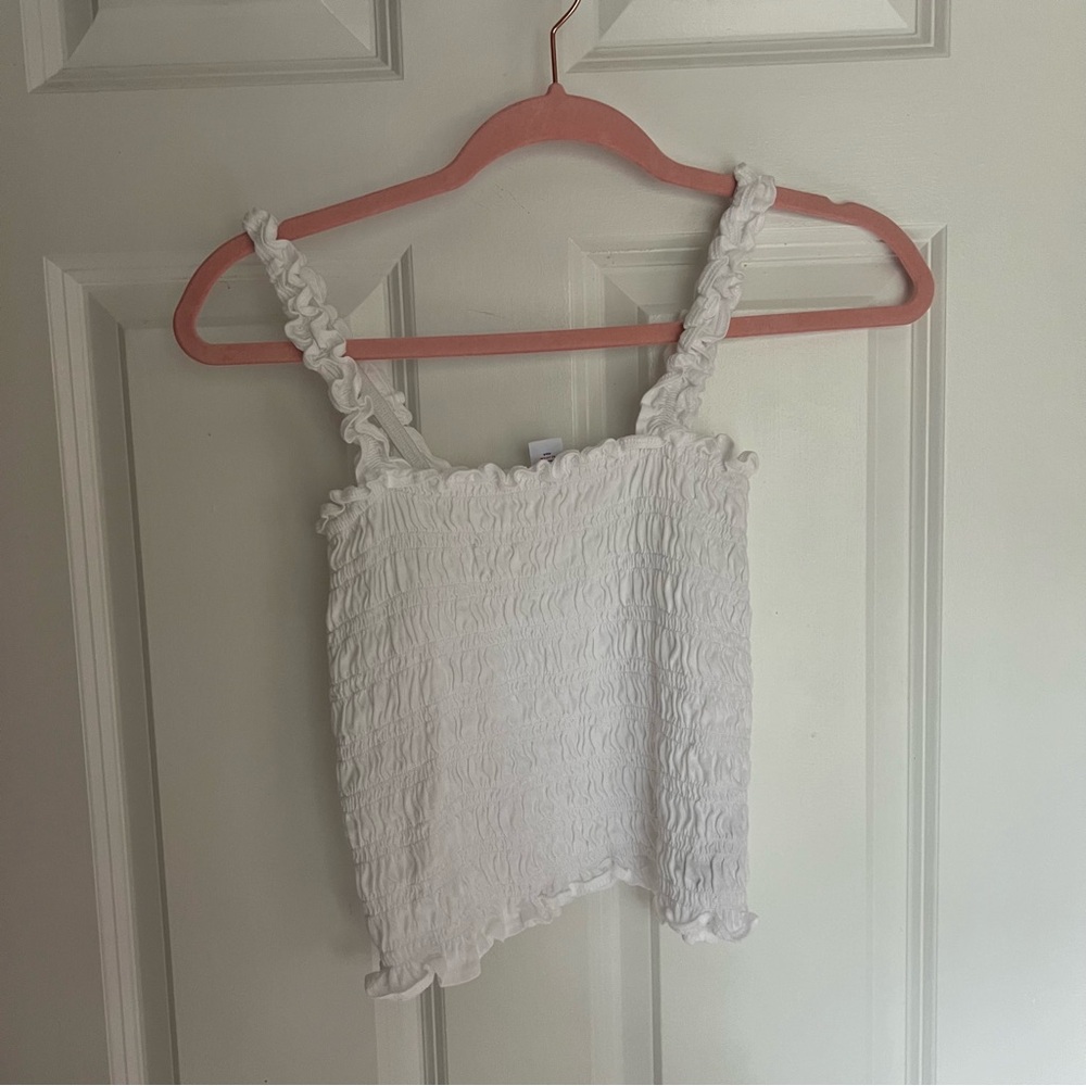 Old Navy White Smocked Tank Top size M